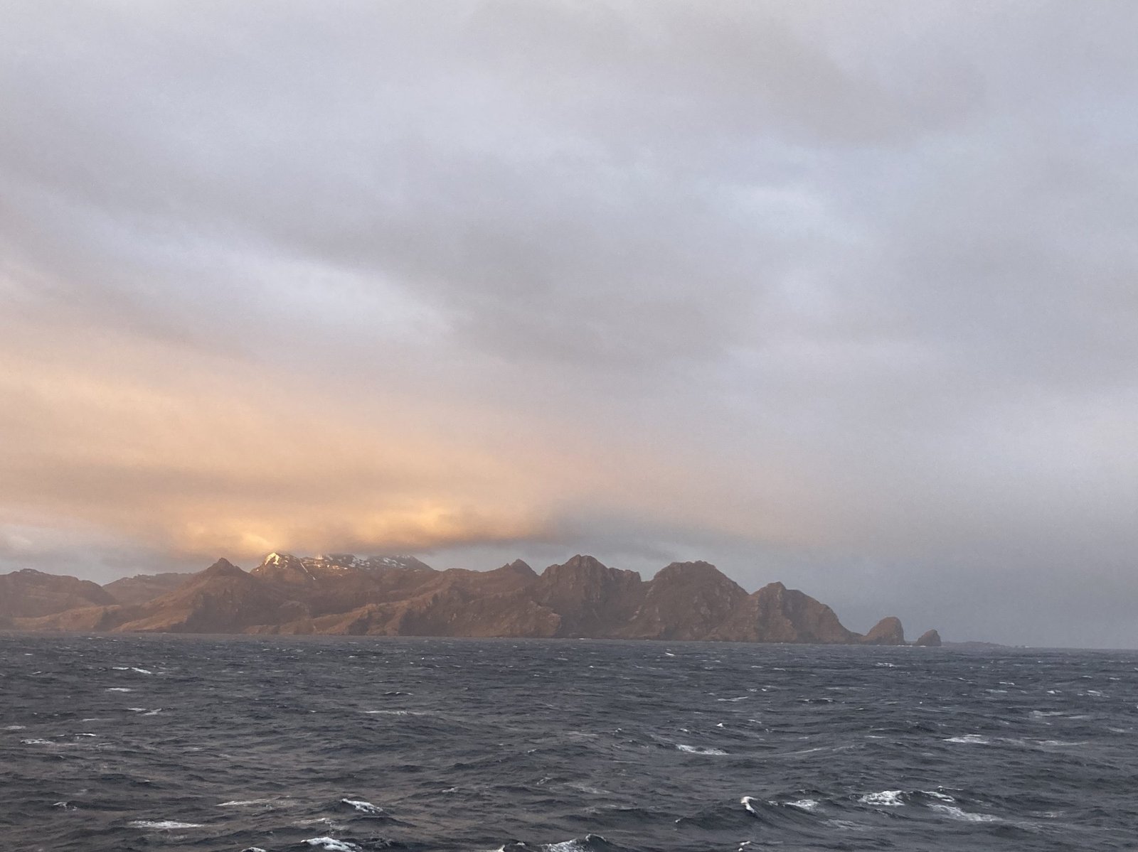 Cabo Pilar, western entrance of the Strait of Magellan, with the open sea and coastline
